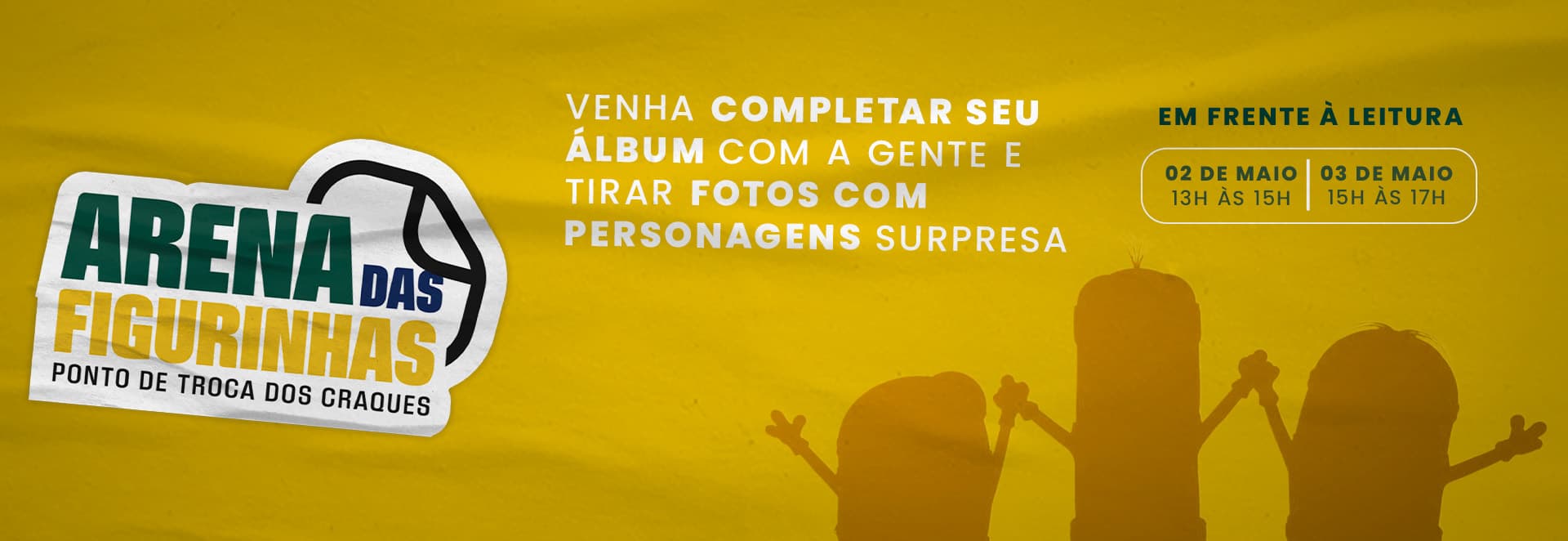 Banner do evento Troca de Figurinhas e Fotos com Personagem