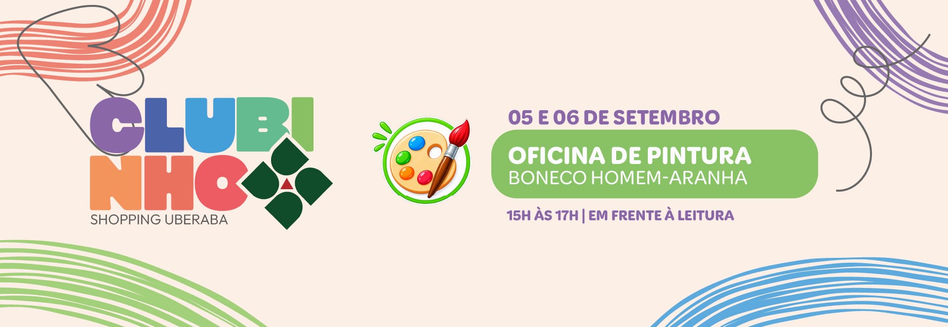 Banner do evento Oficina de Pintura - Homem Aranha