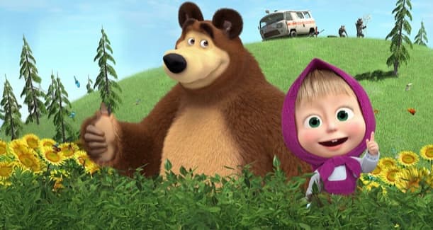 Banner do evento Parque Masha e o Urso chega ao Shopping Uberaba