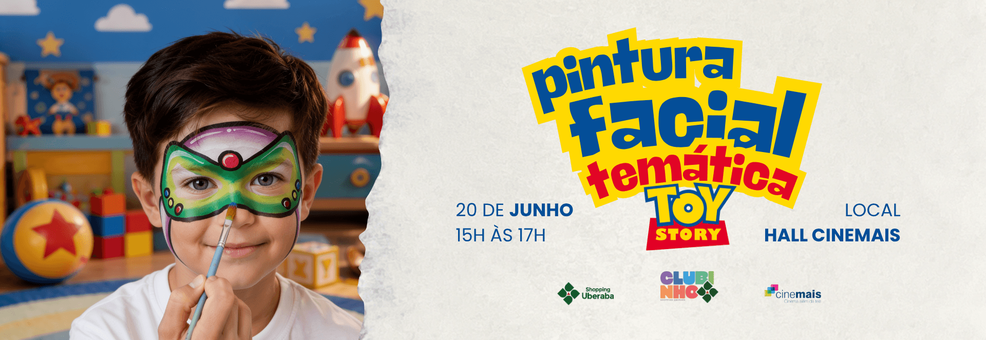 Banner do evento Pintura Facial Toy Story